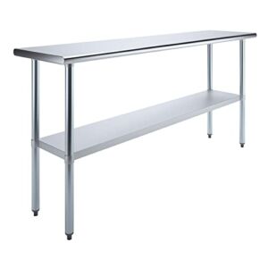 AmGood Stainless Steel Work Table | Metal Utility Table (Stainless Steel Table, 72″ Long x 18″ Deep)