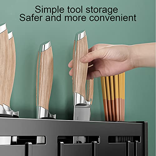 HST Kitchen Knife Holder for Wall, Stainless Steel Knife Blocker without knives，15.78 Inches Kitchen Knife Storage Organizer, Black | The Storepaperoomates Retail Market - Fast Affordable Shopping