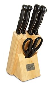 Emeril Lagasse 6-Piece Knife Block Set (Natural) – Emeril Cutlery Set with Stamped Blades – Perfect Kitchen Knives for Produce & Sandwiches