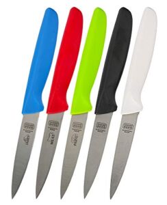 Kitchen Knife 5-Piece Set – 4 inches – Steak and Vegetable Knife – Razor Sharp Pointed Tip, Straight Edge – Color Coded Kitchen Tools by The Kosher Cook