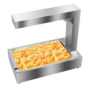 ZXMOTO French Fry Warmer Dump Station 21.6″x13.7″ 1000W Commercial Electric Food Warmer Fry Heat Lamp Stainless Steel Countertop French Fry Display Warmer w/ Removable Oil Filter Pan