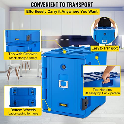 VEVOR Insulated Food Pan Carrier, 82 Qt Hot Box for Catering, LLDPE Food Box Carrier w/ Double Buckles, Front Loading Food Warmer w/ Handles, Stackable End Loader for Restaurant, Canteen, etc. Blue | The Storepaperoomates Retail Market - Fast Affordable Shopping