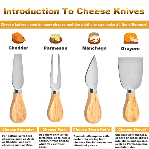Suuker 4-Piece Cheese Knife Set,Multipurpose Premium Stainless Steel Cheese Knives Set with Wood Handles,Cheese Spreader & Fork & Sharp Knife & Shovel Use for Cheeses,Cakes,Vegetables,Fruits | The Storepaperoomates Retail Market - Fast Affordable Shopping