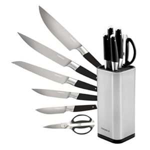 Kitchen Knife Set, Chef Knife Set, Knife Sets for Kitchen with Block, FASAKA 7Pcs Professional German High Carbon Stainless Steel Full-Tang knife set & Knife Block & Kitchen Shears