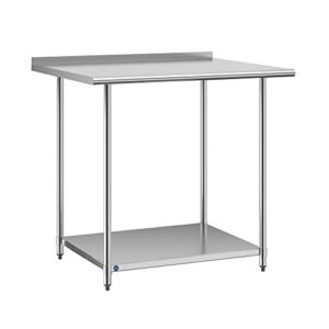Krollen Industrial 30″ x 36″ 18 Gauge 430 Stainless Steel Work Table with Undershelf