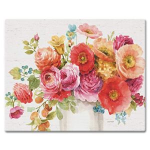 CounterArt Country Fresh Floral 3mm Heat Tolerant Tempered Glass Cutting Board 15” x 12” Manufactured in the USA Dishwasher Safe