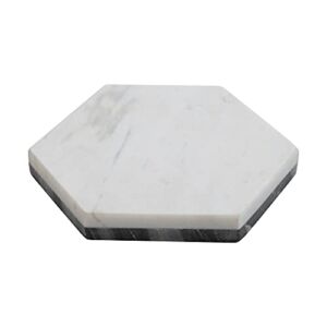 Bloomingville Natural Marble Hexagon Reversible Cheese Cutting Board, 8″, Grey & White