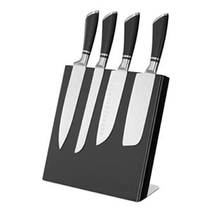 Navaris Wooden Magnetic Knife Holder – Universal Wood Magnetic Block & Organizer for Knives, Scissors, Utensils- Rubberwood, 10.9″ x 10.8″