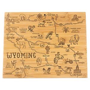 Totally Bamboo Destination Wyoming State Shaped Serving and Cutting Board, Includes Hang Tie for Wall Display