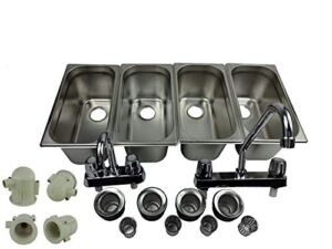 4 Compartment Concession Sink Portable 4 Traps HandWashing Food Truck Trailer
