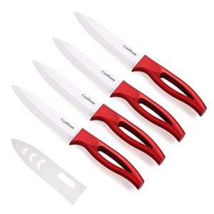 Ceramic knife, Cerahome Ceramic kitchen Knife Set with Sheath Super Sharp Kitchen Knives 5inch Fruit Knife(Red)