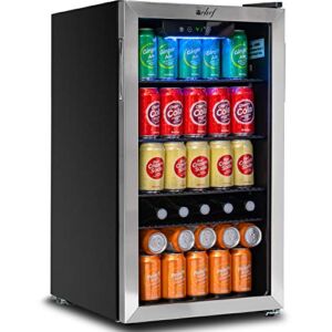 Deco Chef Beverage 118-Can Beverage Refrigerator and Cooler with Glass Door, Digital Temperature Gauge, Cooling Convection Fan, Simple Controls, 3.2 Cubic Feet, Four Adjustable Shelves