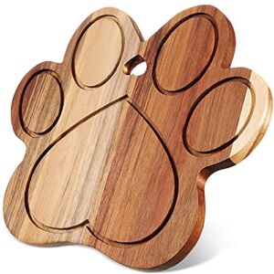Acacia Paw Shaped Wood Cutting Board, 12 x 11 Inch Wooden Bread Board Cheese Serving Platter Serving Charcuterie Board for Meat Cheese and Vegetables