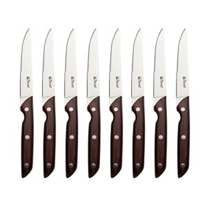 Steak Knife Set of 8，Cibeat Professional Steak Knives, Premium Wooden Handle, Stainless Steel Serrated Edge 4.5″ Dinner Knife, Kitchen Tableware Knives Cutlery Set.