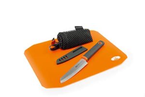 GSI Outdoors Knife & Cutting Board Set I Santoku Ultralightweight Prep Surface Board and Pairing Knife Travel Kit for Camping, Backpacking & Travel