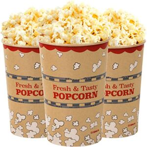 CUSINIUM [64 oz] 50-pack Kraft Popcorn Buckets – Large Popcorn Tubs