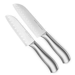 Emeril Lagasse 2-Piece Stainless Steel Santoku Knife Set (Small Handles) – 7” Santoku Knife & 5” Santoku Knife – Slice Effortlessly through Fruit & Meat