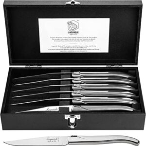 Laguiole Style de Vie Steak Knives, Luxury Line, 6 pieces, Fully Stainless Steel, in giftbox