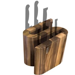 Arte Legno Magnetic Knife Block and Elegant Kitchen Display – Curved “S” Design – Stain Resistant Walnut Wood – Handcrafted in Italy – 10 Knife Capacity