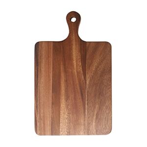 Muso Wood Acacia Cutting Board for Kitchen, Wooden Chopping Board with Handle to hang, Square Bread Pizza Cheese Board, Charcuterie Board Used for Serving Platter 15.7×9.8 inch