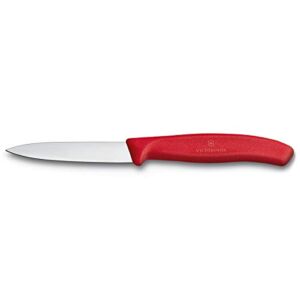 Victorinox VIC-6.7601 Swiss Classic Paring 3¼” Straight Spear Point Blade 5/8″ Width at Handle Red