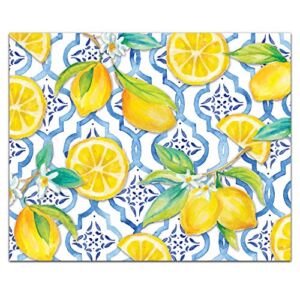 CounterArt Lovely Lemons Decorative 3mm Heat Tolerant Tempered Glass Cutting Board 10” x 8” Manufactured in the USA Dishwasher Safe