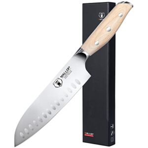 Wallop Santoku Knife – Santoku Chef Knife Asian Knife 7 inch – German 1.4116 HC Stainless Steel Japanese Kitchen Knife – Full Tang Natural Pakkawood Handle with Gift Box