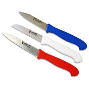 JERO American Style Paring Knife Set In Retail Pack – Pro One Series Commercial Grade Knife Set – Spear Point Paring Knife, Serrated Paring And Clip Point – Made In Portugal