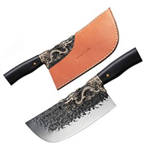 Sensei Dragon Series Hand Forged 8″ Cleaver Kitchen Knife Pro with SHEALTH