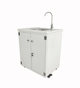 Steel Cabinet Portable Sink Self Contained Hand Wash Station Mobile Sink Water Fountain Water Supply 110V/12V Powered Built-in Pump Water Jugs NOT Included 24 X 18 X 30″ Cabinet Size 10094-NF