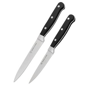 DURA LIVING 2-Piece Kitchen Knife Set – Superior Forged High Carbon Stainless Steel Ultra Sharp Classic 5 inch Utility, 3.5 inch Paring Multipurpose Cooking Knives, Black