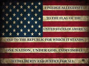 Pledge of Allegiance USA Flag Glass Cutting Board Decorative American United States of America Rustic Design