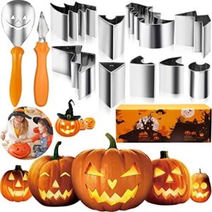 Pumpkin-Carving-Kit,Halloween-Decorations-Pumpkin-Carving-Tools with Stencils for Kids Adults Family DIY,11PCS Heavy Duty Stainless Steel Pumpkin Carving Set Carver Tool Outdoor Gifts for Halloween