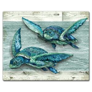 CounterArt Northpoint Turtles 3mm Heat Tolerant Tempered Glass Cutting Board 15” x 12” Manufactured in the USA Dishwasher Safe
