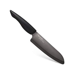 Kyocera Innovation Series Ceramic 6″ Chef’s Santoku Knife with Soft Touch Ergonomic Handle, Black Blade, Black Handle