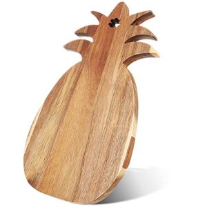 Acacia Wood Pineapple Cutting Board, 7.5 x 13 Inch Wooden Bread Board Cheese Serving Platter Serving Charcuterie Board for Meat Cheese and Vegetables