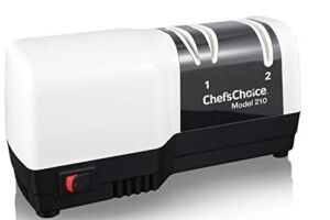 Chef’s Choice 210 Hybrid Diamond Hone Knife Combines Electric & Manual Sharpening for Straight & Serrated Knives, 2-Stage, White