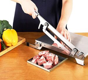 CGOLDENWALL Manual Ribs Meat Chopper Slicer Stainless Steel Small Bone Meat Cutter Beef Mutton Household Vegetable Food Slicer Slicing Machine for Home Cooking