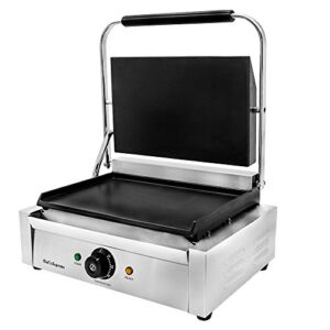 Chef’s Supreme – Countertop Panini Grill with 14″ x 9″ Smooth Cast Iron Plates, Each