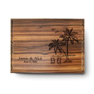 Straga – Engraved Cutting Boards for Personalized Gifts, Practical Wedding Gifts and Keepsakes, Customize Your Wood Board, Style and Design (Tropical Beach Design No.409)