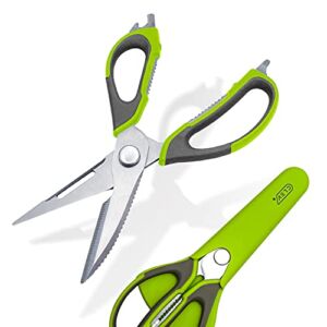 Clev Multi-Purpose 7-in-1 Stainless Steel Detachable Kitchen Scissor / Shear with Magnetic Protective Cover | Premium Quality Kitchen Scissor available in 6 Unique Colors (Lemon Green)