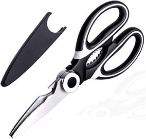 Kitchen Scissors Heavy Duty – All Purpose Scissors Right/ Left Handed Pzza Scissors, Poultry Shears, Food Scissors, Herb Scissors, Meat scissors, Cooking Scissors, Dishwasher Safe 1-Year Warranty