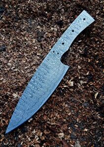 Handmade Damascus Steel Chef knife Blank Blade Kitchen Knife fixed blade knife 6045