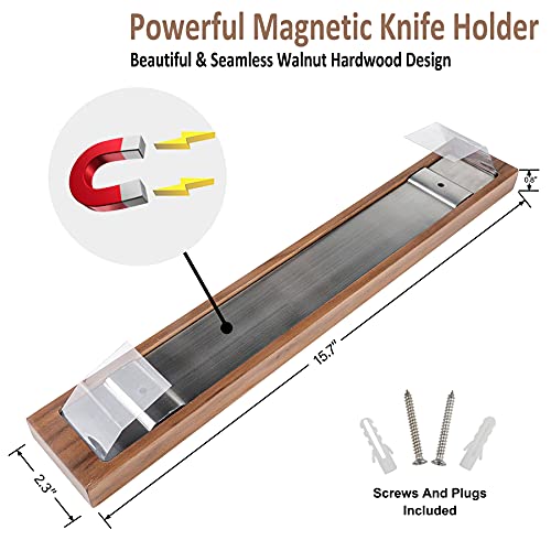 Dark Walnut Wood Magnetic Knife Holder – CTSZOOM Seamless Powerful Wood Magnetic Knife Strip for Organizing Your Kitchen – Multifunctional Magnet Holder for Wall with No Installation – 16″ | The Storepaperoomates Retail Market - Fast Affordable Shopping