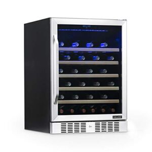 NewAir 24″ Wine Cooler And Refrigerator, 52 Bottle Capacity Stainless Steel Fridge With Triple-Layer Tempered Glass Door | Freestanding Or Built-in Wine Cooler AWR-520SB