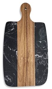 Monowood Premium Acacia Wood & Black Stone Cheese Board – Wooden Kitchen Chopping Boards for Cheese, Meat, Bread, Vegetables & Fruits – Wood Serving Board With Handle，13 x 7 Inch