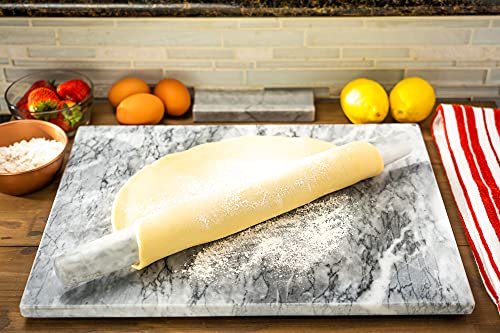 Marble Pastry Cutting Board 16” x 12” inches and 16” inch Marble French Rolling Pin with stand Combo – Nonslip Feet for Stability – Essential Kitchen Utensil tools gift ideas for bakers | The Storepaperoomates Retail Market - Fast Affordable Shopping