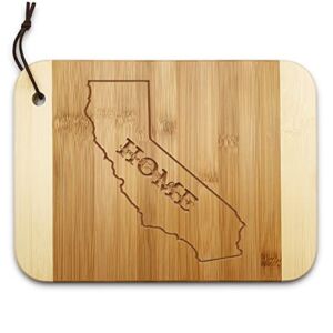 California State Map Pattern Home Sweet Home Engraved Two-Tone Bamboo Cutting Board for Kitchen, Cheese Serving Platter Charcuterie Boards, Housewarming Birthday Wedding Father’s Day Gifts, 11×8 Inch