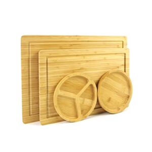 Bamboo Cutting Board Set Extra Large Cutting Board with Juice Groove Heavy Duty Cutting Boards for Kitchen Chopping Board Set Carving Board for Meat (1 Extra Large, 1 Medium)