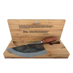 Verve Culture Artisan Forged Steel Thai Moon Knife – Authentic Traditional Carbon Steel Knife Hand Crafted in Thailand